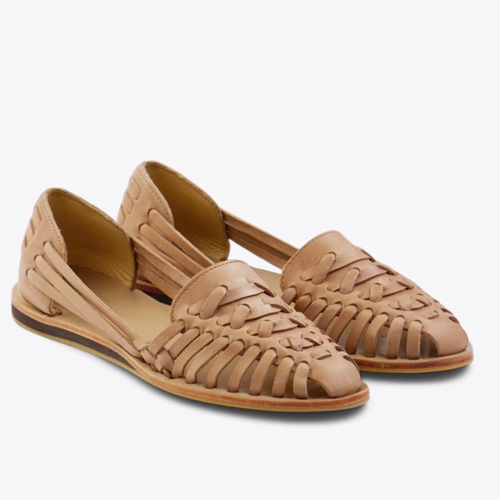 Size 7.5 Nisolo huarache sandals in the signature Almond shade!